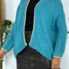 Cardigan Turquoise En Grosse Maille