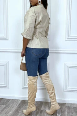 Chemise Beige Froncée à La Taille Et Plissée