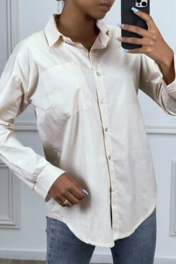 Chemise Beige Over Size Avec Poche