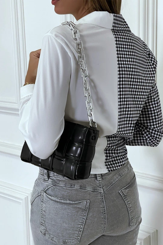 Chemise Blanche Bicolor à Carreaux Blanc Et Noir – Image 5