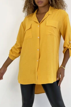 Chemise Moutarde Très Chic Avec Poche Au Buste