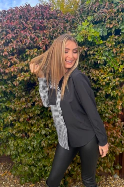 Chemise Noir Bicolor à Carreaux Blanc Et Noir