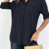 Chemise Noir Très Chic Avec Poche Au Buste
