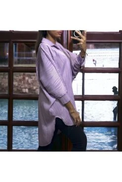 Chemise Over Size Lilas Avec Sublime Matière