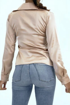 Chemise Plissée Camel Satinée
