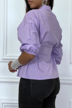 Chemise Violette Froncée à La Taille Et Plissée