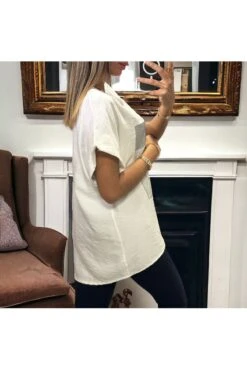 Haut Blanc Over Size Avec Dessin En Strass