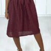 Jupe 3/4 Bordeaux Doublé Avec Plis à La Taille