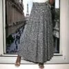 Longue Jupe évasé Motif Liberty Noir