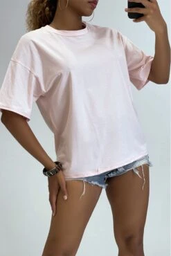 T-shirt Basique Col Rond Rose