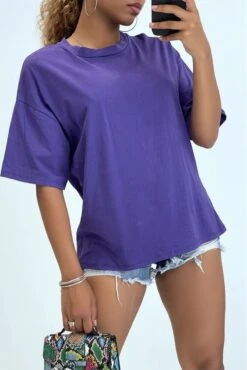 T-shirt Basique Col Rond Violet