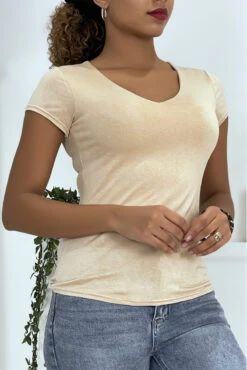 T-shirt Beige Simple Pas Chère