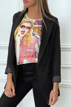 T-shirt Blanc à Motif Femme Vichy Et Strass