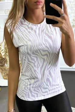 Top à Motif Lila Avec épaulettes