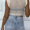 Top Beige En Dentelle Plumetis