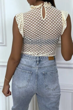 Top Beige En Dentelle Plumetis